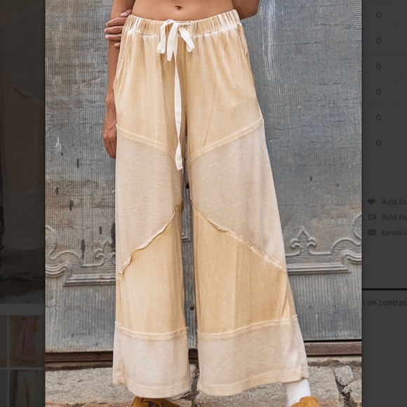 POL “ Sacred Falls 2” POL Wide Leg Mix Fabric Flowy Lightweight Pants  SR31 - Picture 1 of 8